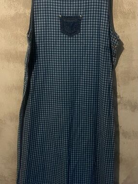 Basic Editions Blue Plaid Maxi Dress